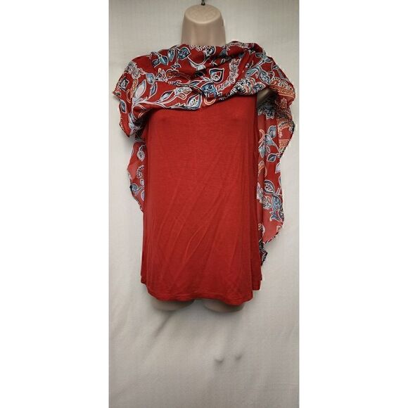 Apt. 9 Flowry Multicolor Red Plaid Floral Blouse Size Medium - Picture 5 of 8